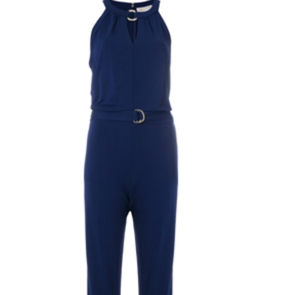 Michael Kors navy blue keyhole jumpsuit